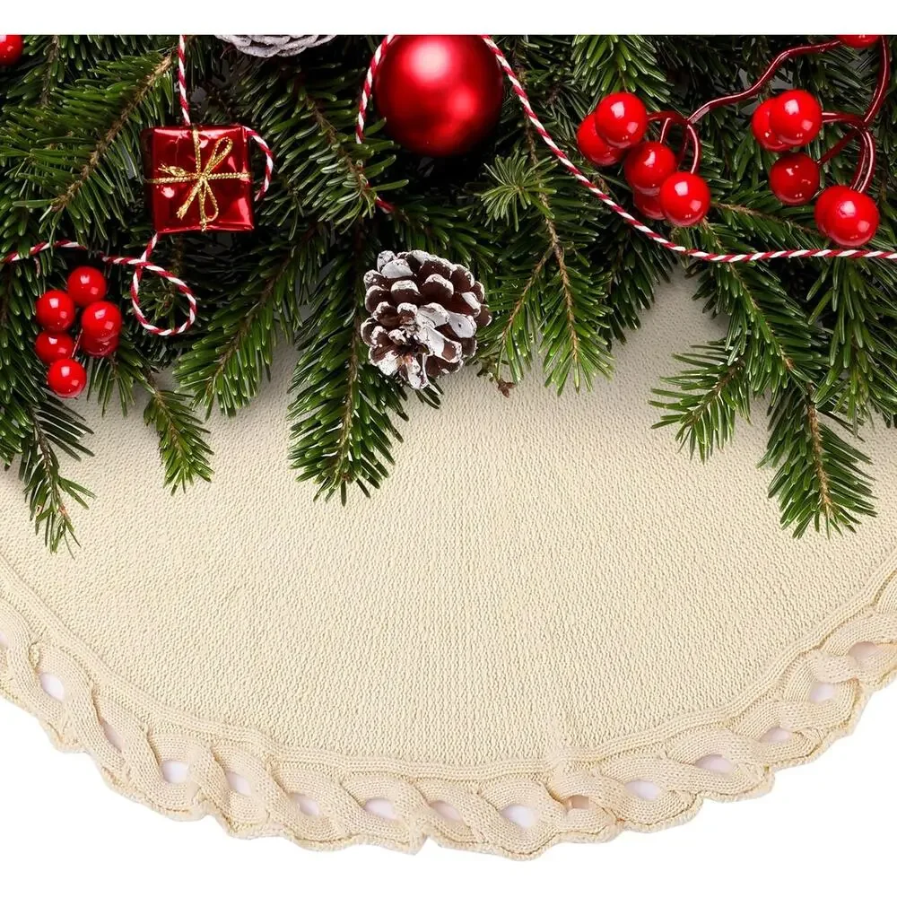 Mr. Pen Christmas Tree Skirt - 36 Inch Knitted Xmas Tree Skirt